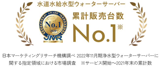 水道水給水型ウォーターサーバー累計販売台数No.1